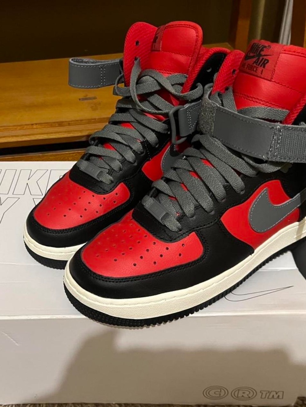 Custom OSU Nike Air High-Top Sneakers in Red, Black & Gray